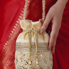 Exquisite Charming Embroidery Potli - Cream