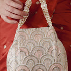 Sequin Wave Embellished Potli Bag - Peach