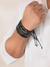 Men’s Layered Black Leather Wrist Stack