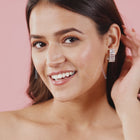 CZ Baguette Stone Hoop Earrings