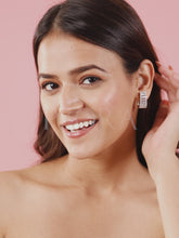 CZ Baguette Stone Hoop Earrings