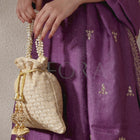 Brocade Potli with Pearl Tassel Handle