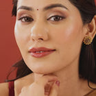 Floral Faux Ruby Stud Earrings