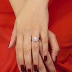 925 Sterling Silver CZ Halo Swirl Bypass Ring