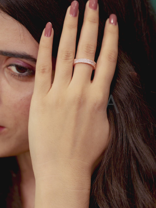 Dazzling Rose Gold 925 Silver CZ Band Ring
