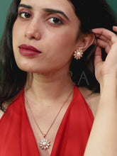 Glam Pearl & Crystal Floral Pendant Set