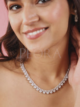 Teardrop Shaped CZ Necklace Earring Set - Silver