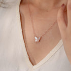 Stylish Flutter CZ Butterfly Pendant Set - Rose Gold