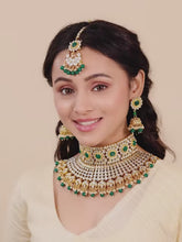 Kundan Pearl Bridal Necklace Set - Green