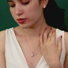 Square Halo Delicate CZ Rose Gold Pendant Set