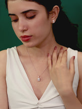 Square Halo Delicate CZ Rose Gold Pendant Set