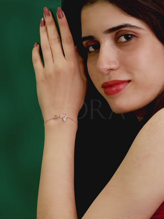 Delicate Dual Butterfly Rose Gold Bracelet