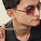 Dual Layer Cuban Chain Silver Necklace For Men