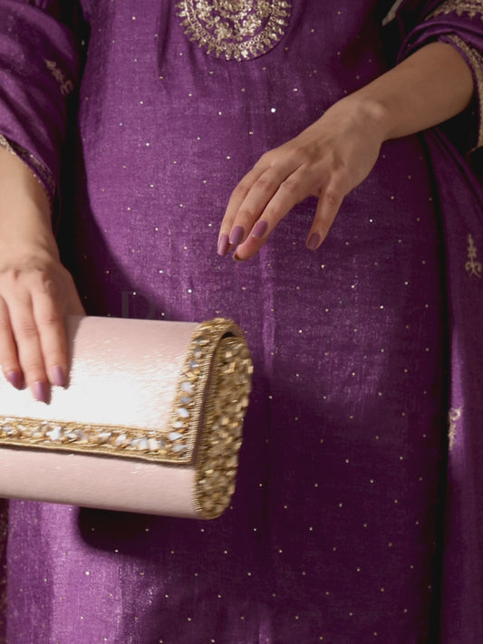 Shine Bright Sleek Sparkle Clutch - Rose Gold