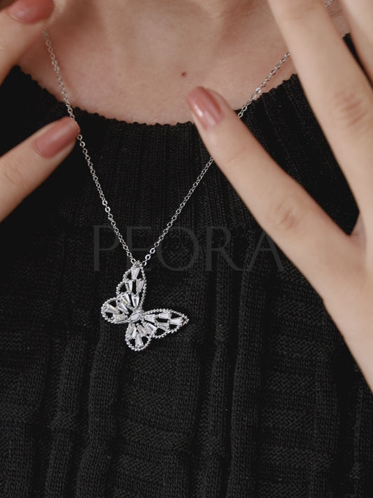 Glistening Wings CZ Pendant Chain - Silver