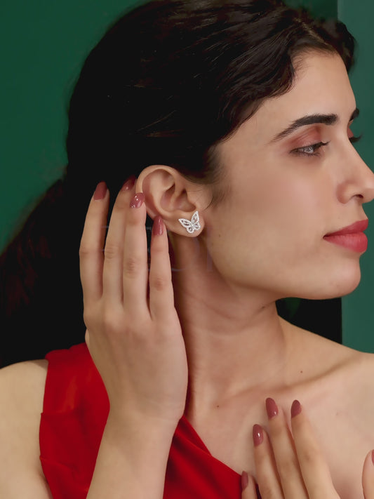 Butterfly Crystal Silver Pendant Combo Gift Set