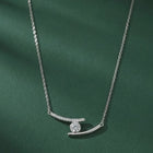 Peora Bezel Crystal Necklace - Silver