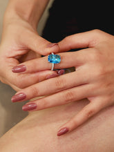 Ocean Blue Cushion Stone Ring