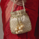Stylish Glamour Grasp Potli Bag - Cream