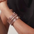 Contemporary Ribbed Men’s Stack Bracelet Set