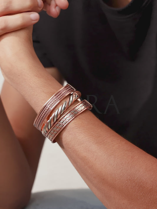 Contemporary Ribbed Men’s Stack Bracelet Set