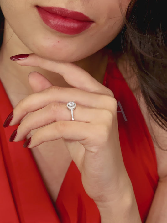 Classic Halo CZ 925 Sterling Silver Ring