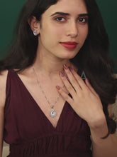 Elegant Paisley-Shaped CZ Pendant Set - Silver