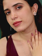 Chic Silver Baguette Circle Pendant Set