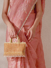 Fringed Crystal Beaded Hand Purse - Cream