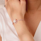 Rose Gold Pearl Accent CZ Adjustable Bracelet