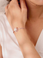 Rose Gold Pearl Accent CZ Adjustable Bracelet