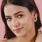 Moonlight CZ Studded Earrings - Silver