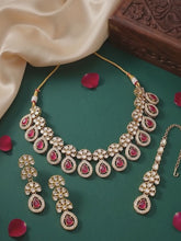 Gold Plated Exquisite Ruby Kundan Set