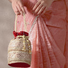 Sequin & Pearl Embellished Potli Bag - Maroon