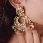 Exquisite Meenakari Chandbali Earrings - White