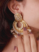 Exquisite Meenakari Chandbali Earrings - White