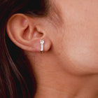 925 Sterling Silver CZ Solitaire Huggie Earrings