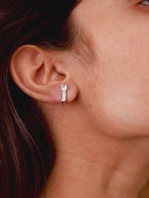 925 Sterling Silver CZ Solitaire Huggie Earrings