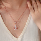 Sparkling Rhombus CZ Pendant Set - Rose Gold