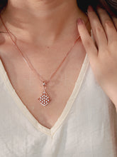 Sparkling Rhombus CZ Pendant Set - Rose Gold