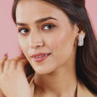 Elegant Pearl-Studded Hoop Earrings - Rose Gold