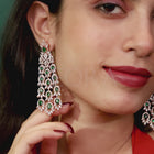 Emerald CZ Cascade Long Earrings