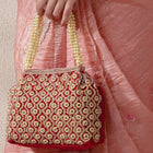 Vintage Pearl Embellished Potli - Maroon