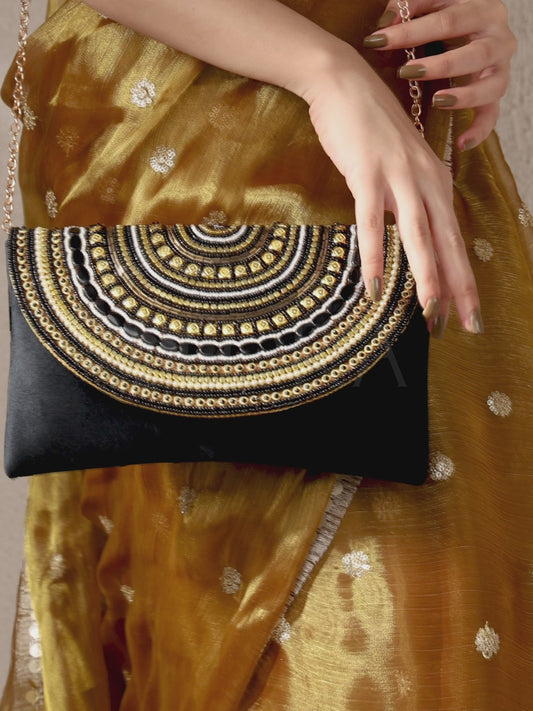 Stylish Evening Cocktail Clutch - Black