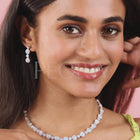 Opulent CZ Round Cluster Necklace Set