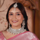 Royal Radiance Choker Set with Crystal - Rodium White