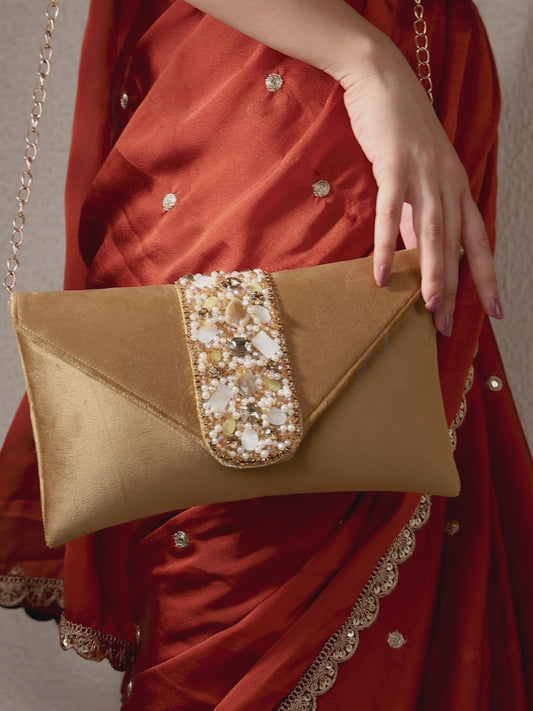 Glamorous Glow Elegant Handbag Clutch - Brown