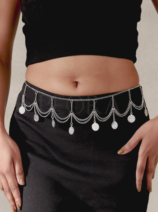 Glamorous Dazzling Belly Chain - Silver