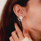 Modern Pearl & Crystal Curve Earrings - Gold