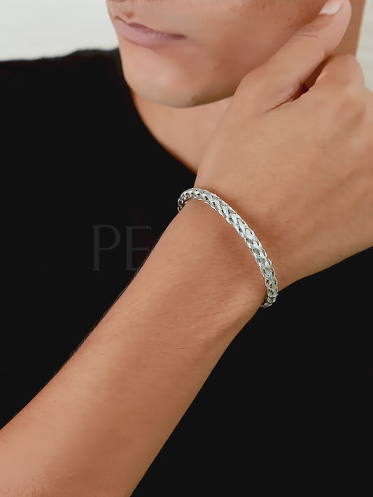 Silver Braided Weave Men's Bracelet